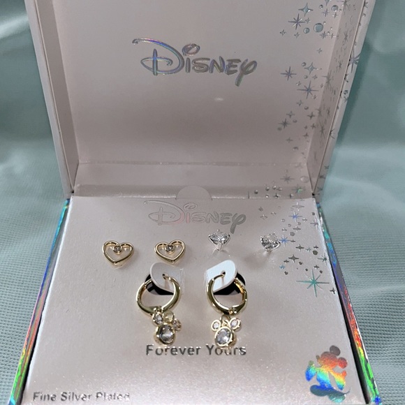 lARocks Jewelry - Disney's Mickey Mouse Two Tone Hoop, Bezel, & Heart Trio Earring Set NWT